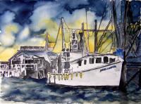 Art Of Derek Mccrea - Tybee Island Gerogia Shrimp Boat - Water Color