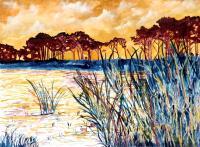 Art Of Derek Mccrea - Coastal Pines Abstract Seascape Art - Water Color